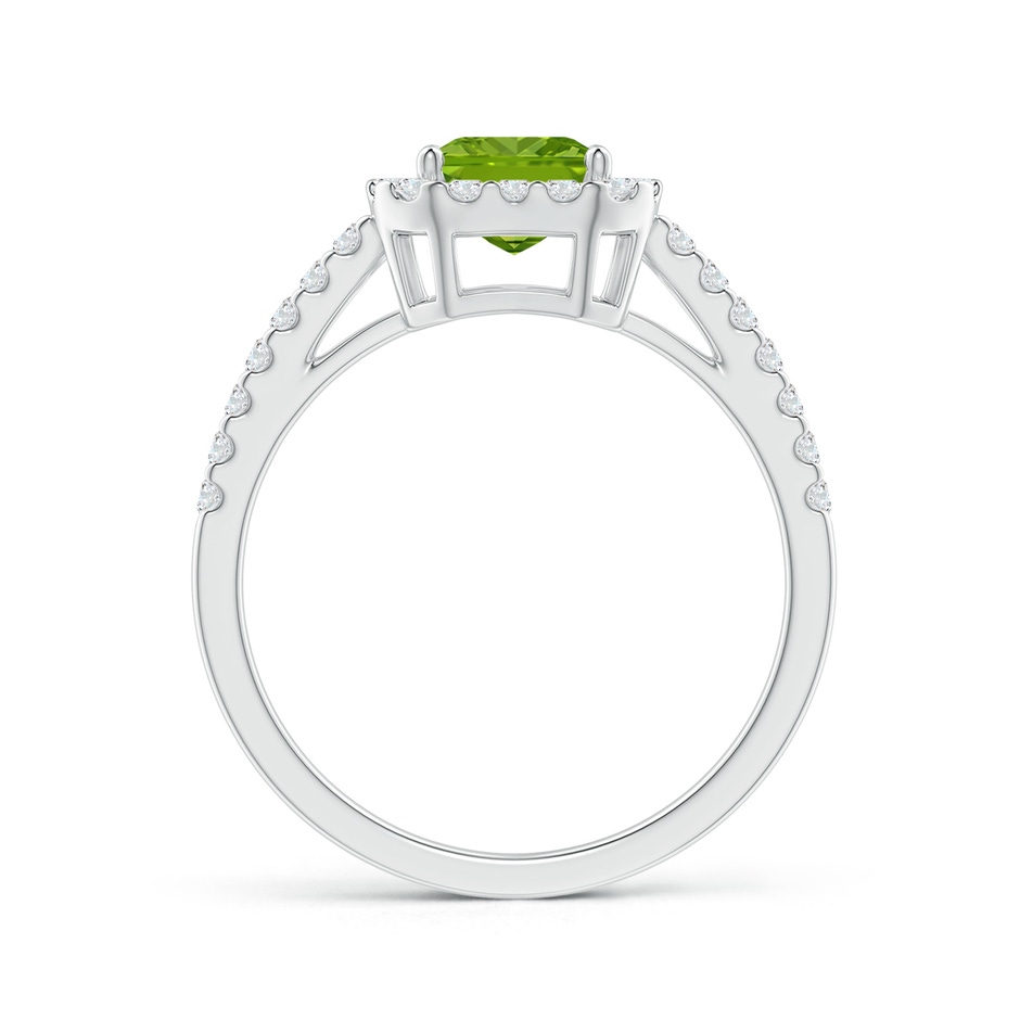 8x6mm AAAA Emerald-Cut Peridot Halo Ring in White Gold side-1