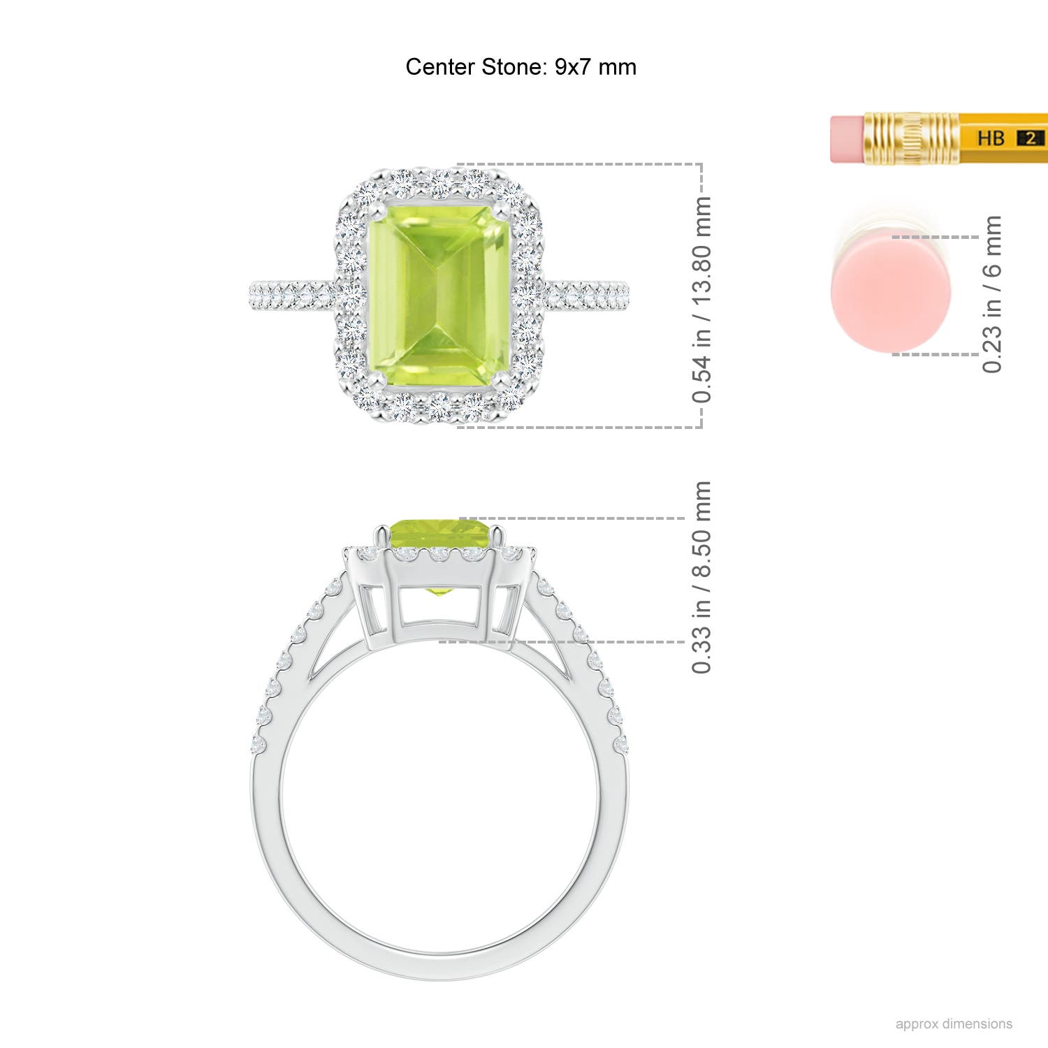 A - Peridot / 2.83 CT / 14 KT White Gold