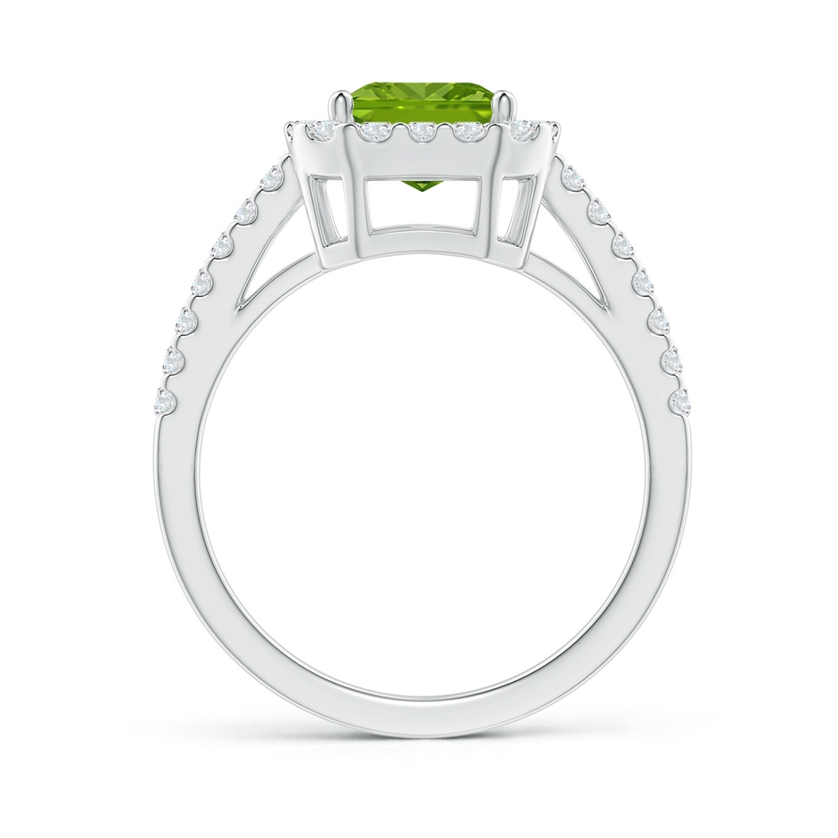 9x7mm AAAA Emerald-Cut Peridot Halo Ring in P950 Platinum side-1