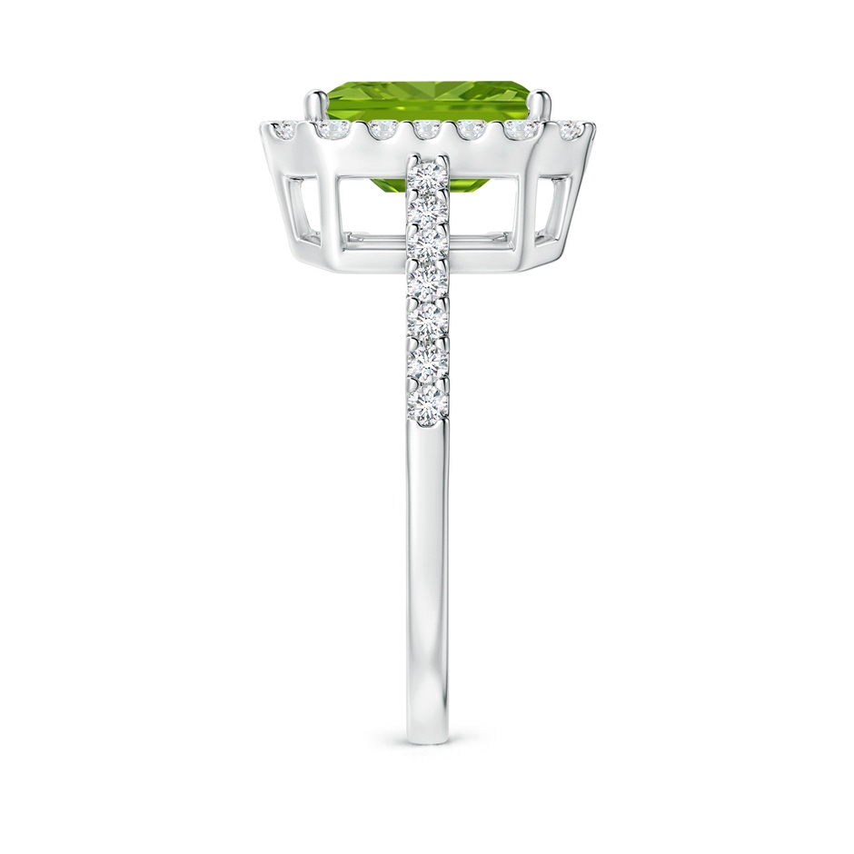 9x7mm AAAA Emerald-Cut Peridot Halo Ring in P950 Platinum side-2
