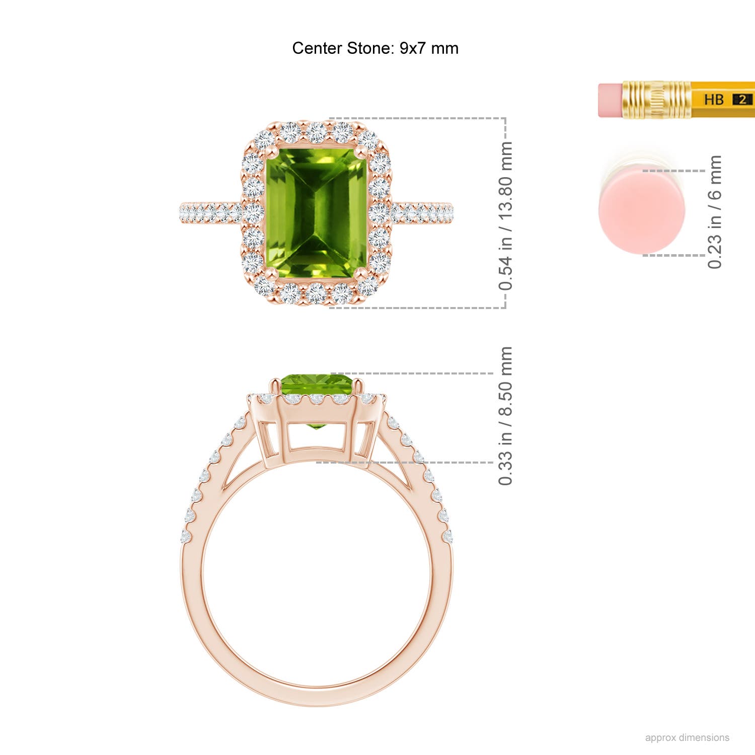 AAAA - Peridot / 2.83 CT / 14 KT Rose Gold