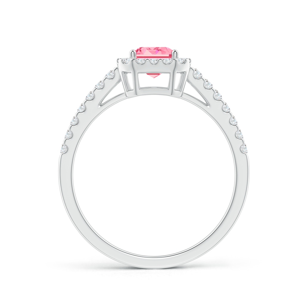 5x3mm AAAA Emerald-Cut Fancy Intense Pink Diamond Halo Ring in P950 Platinum - side 199