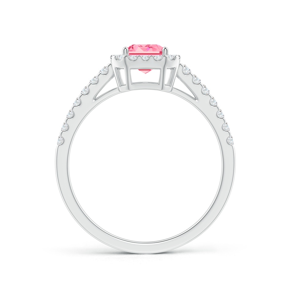 5x3mm AAAA Emerald-Cut Fancy Intense Pink Diamond Halo Ring in P950 Platinum side 199
