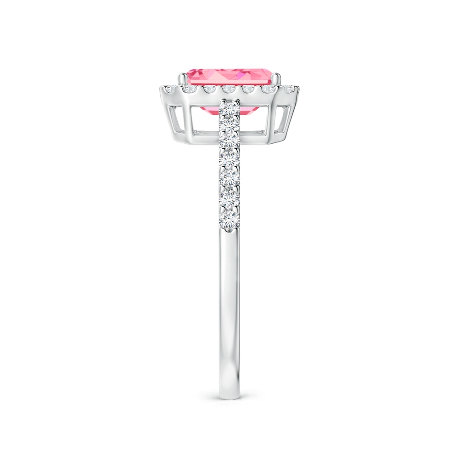 5x3mm AAAA Emerald-Cut Fancy Intense Pink Diamond Halo Ring in P950 Platinum side 299