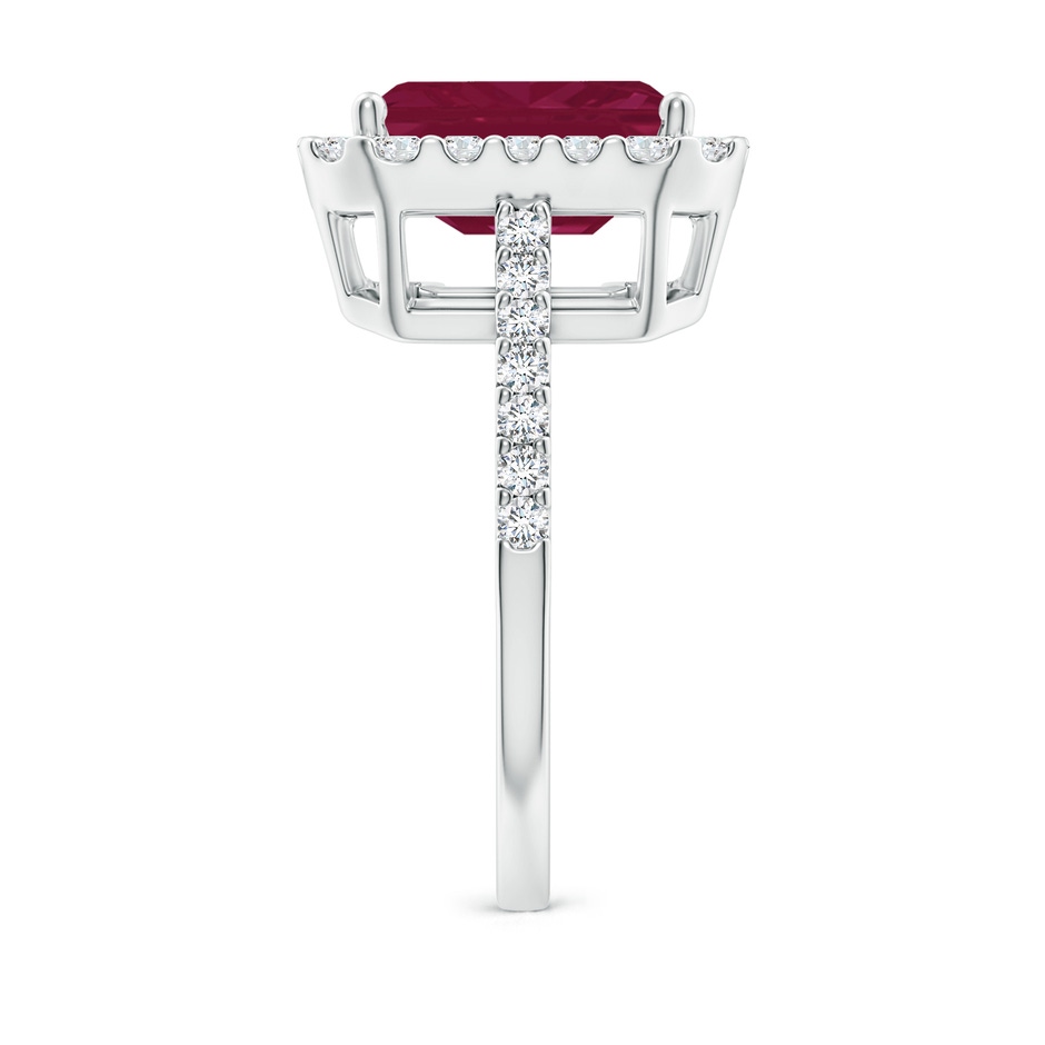 10x8mm A Emerald-Cut Ruby Halo Ring in P950 Platinum side 299