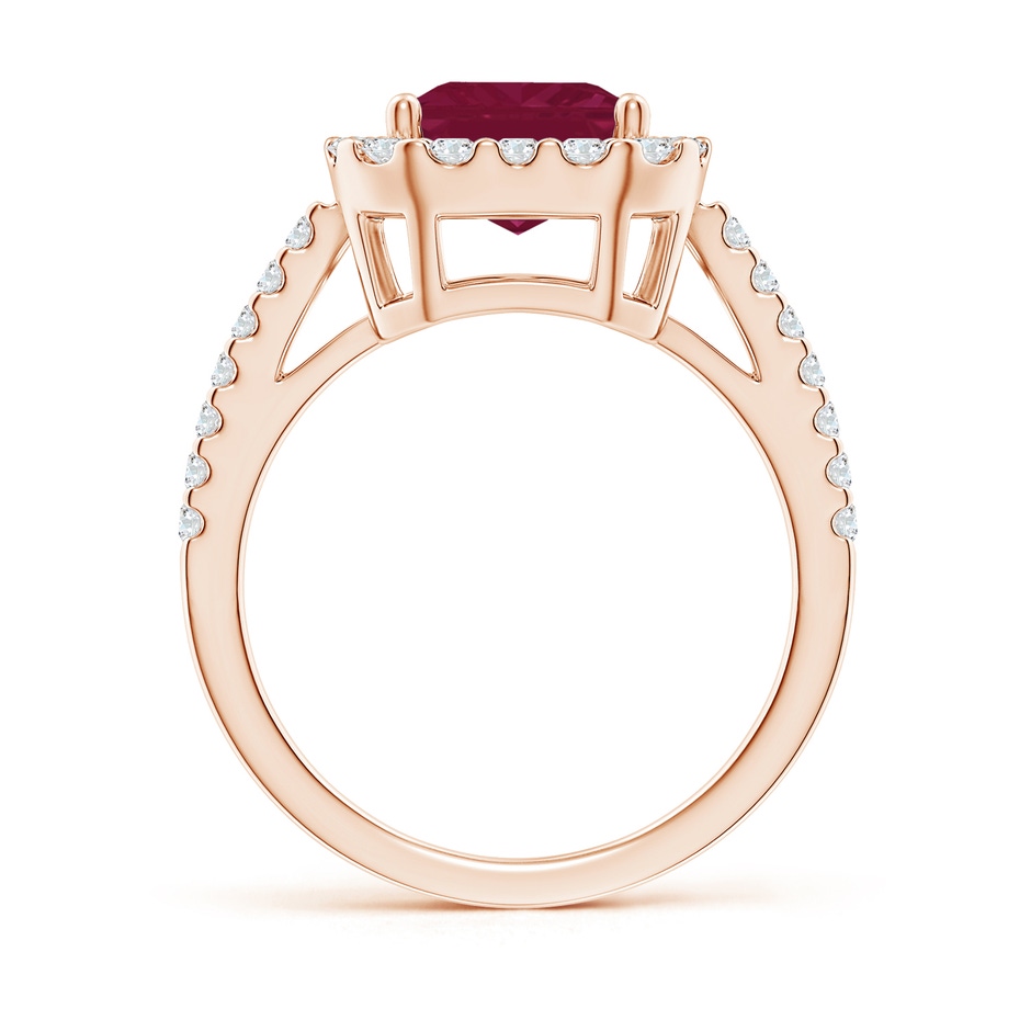 10x8mm A Emerald-Cut Ruby Halo Ring in Rose Gold side 199