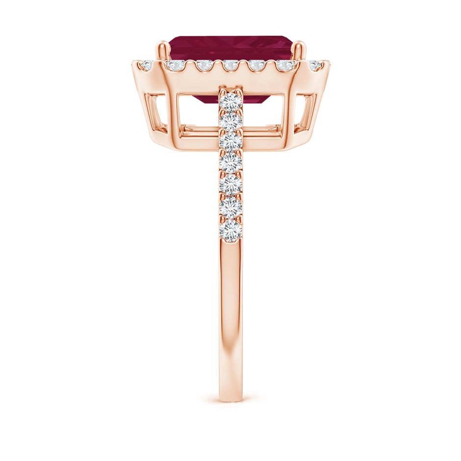 10x8mm A Emerald-Cut Ruby Halo Ring in Rose Gold side 299