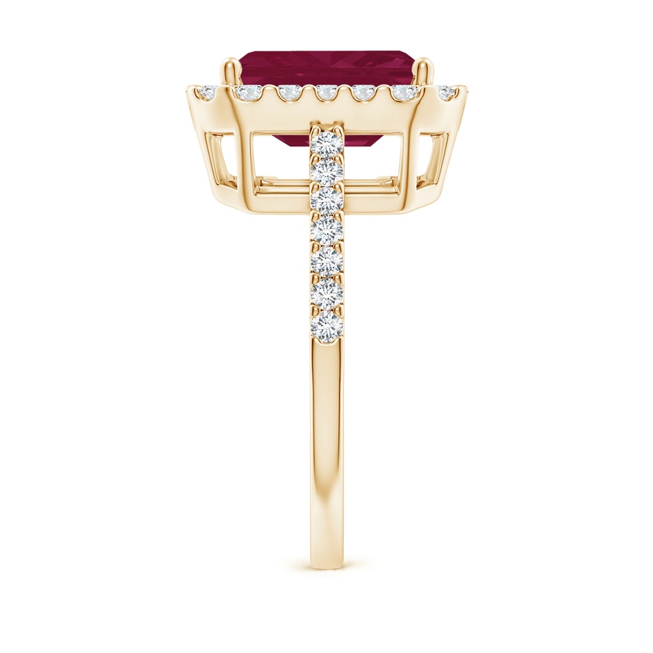 10x8mm A Emerald-Cut Ruby Halo Ring in Yellow Gold side 299