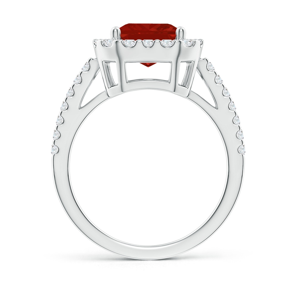 10x8mm AA Emerald-Cut Ruby Halo Ring in P950 Platinum side 199