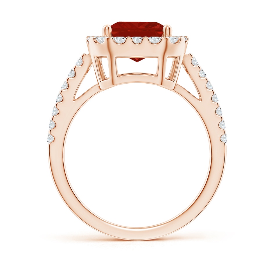10x8mm AA Emerald-Cut Ruby Halo Ring in Rose Gold side 199