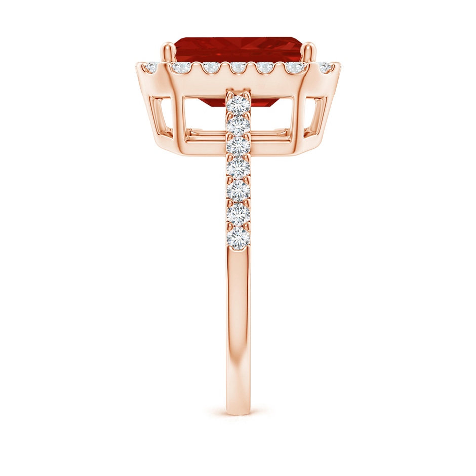 10x8mm AA Emerald-Cut Ruby Halo Ring in Rose Gold side 299