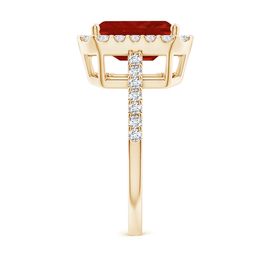 10x8mm AA Emerald-Cut Ruby Halo Ring in Yellow Gold side 299
