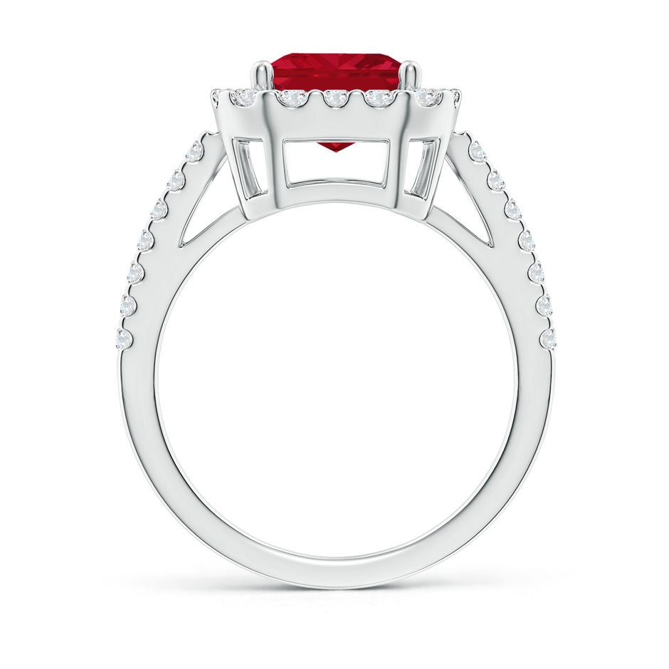 10x8mm AAA Emerald-Cut Ruby Halo Ring in P950 Platinum side 199