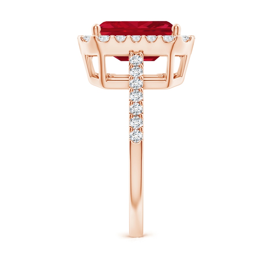 10x8mm AAA Emerald-Cut Ruby Halo Ring in Rose Gold side 299