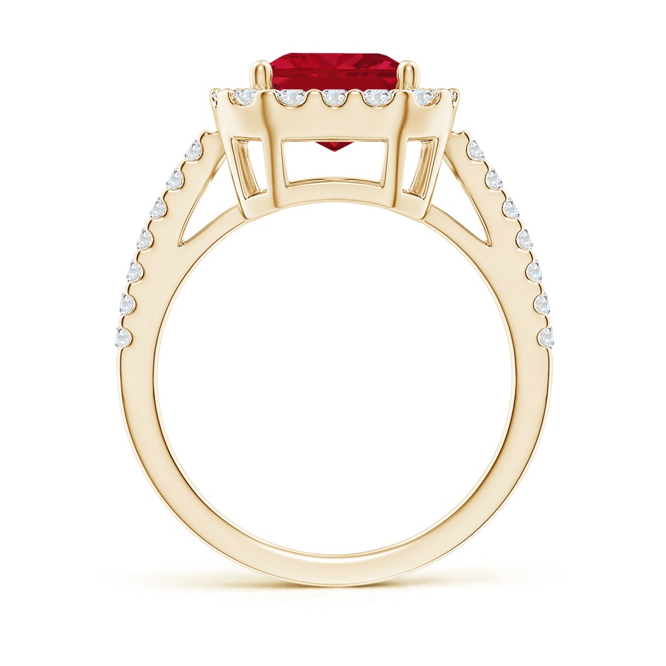 10x8mm AAA Emerald-Cut Ruby Halo Ring in Yellow Gold side 199