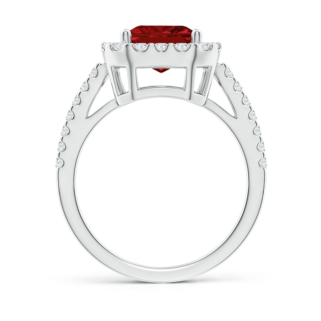 10x8mm AAAA Emerald-Cut Ruby Halo Ring in P950 Platinum Side 199