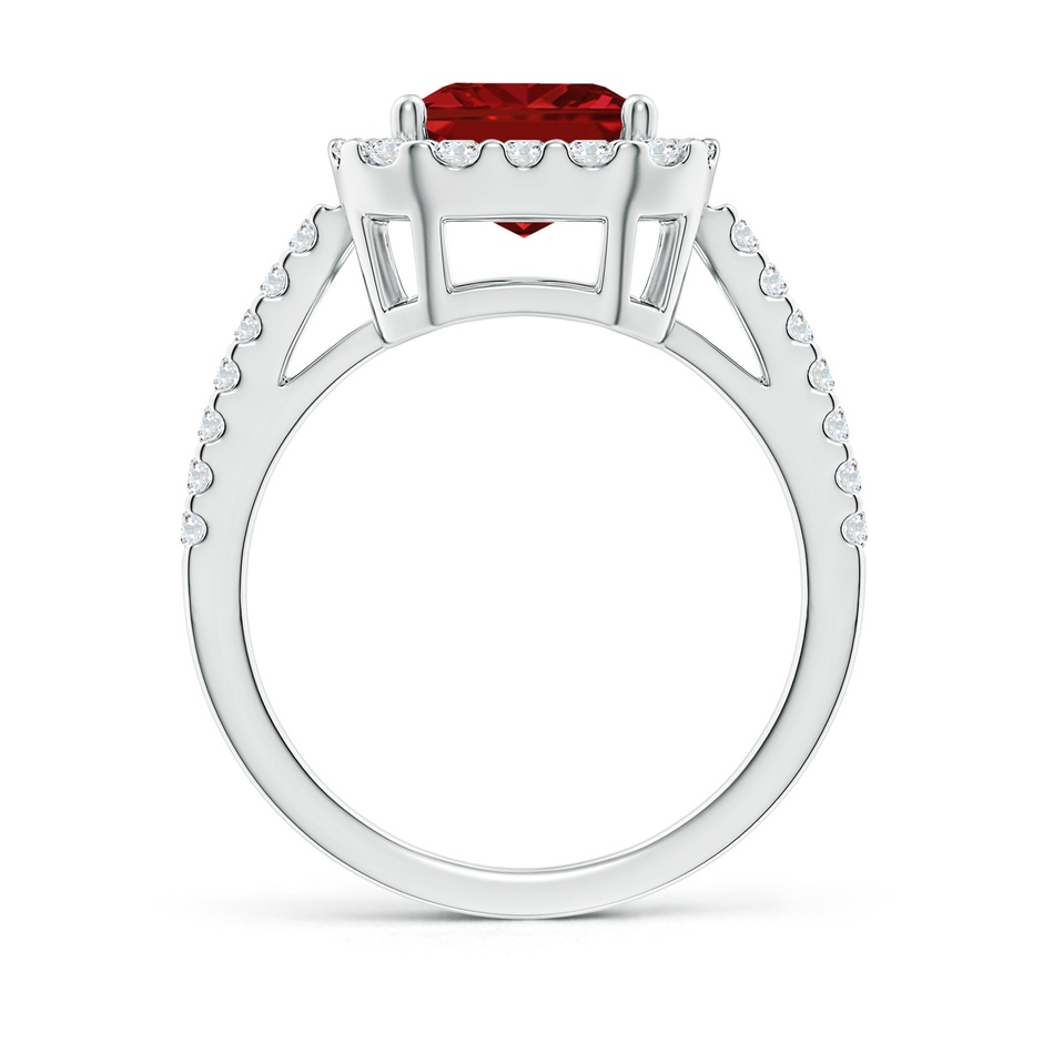 10x8mm AAAA Emerald-Cut Ruby Halo Ring in P950 Platinum side 199