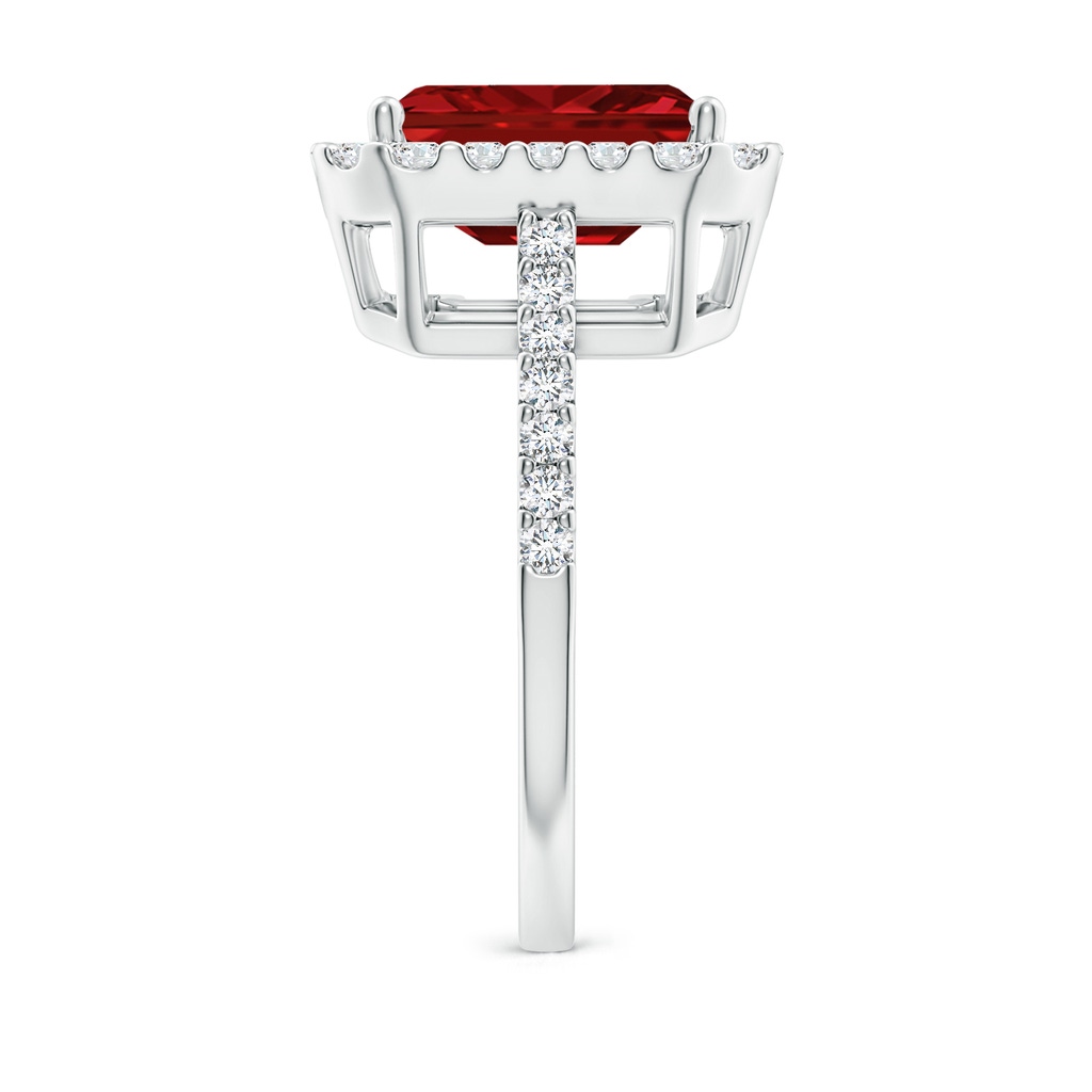 10x8mm AAAA Emerald-Cut Ruby Halo Ring in P950 Platinum Side 299