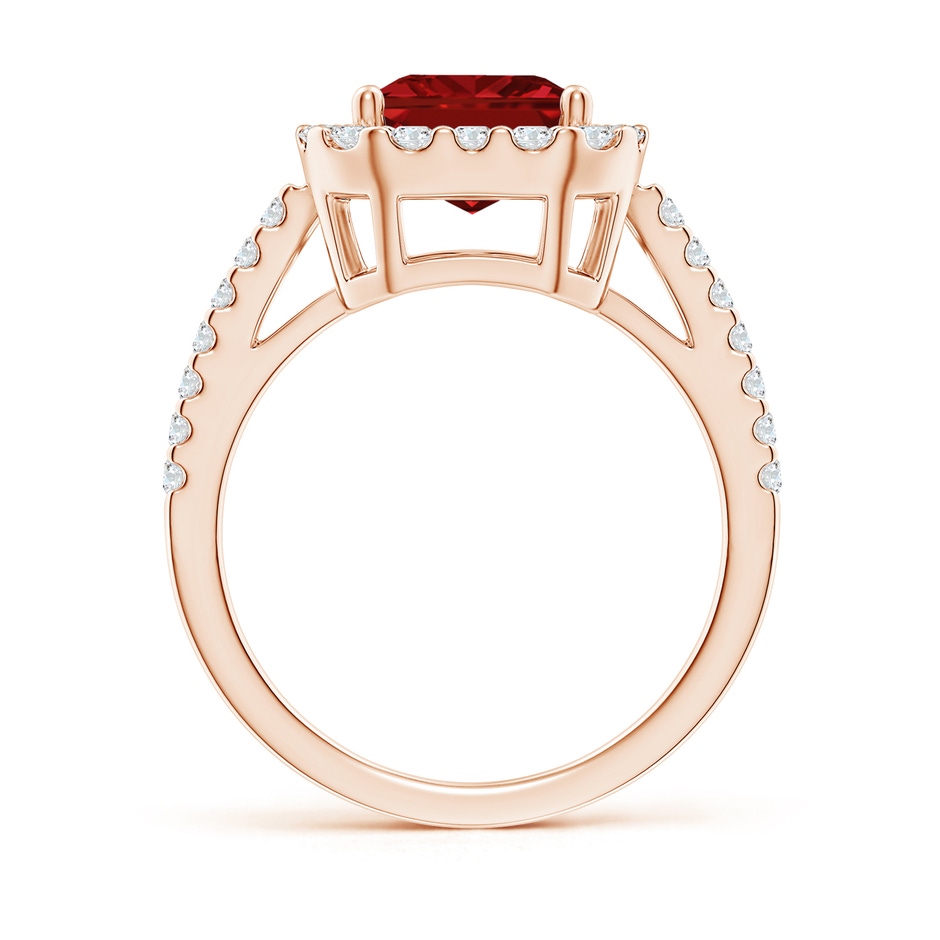 10x8mm AAAA Emerald-Cut Ruby Halo Ring in Rose Gold side 199