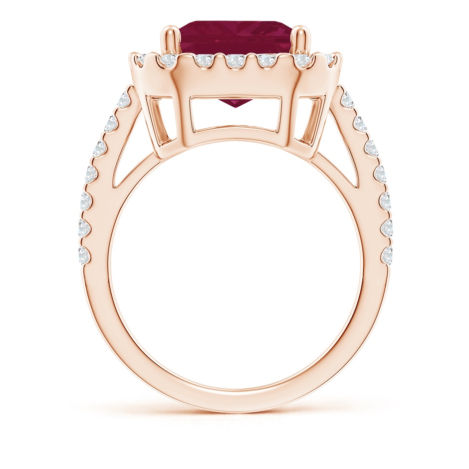 12x10mm A Emerald-Cut Ruby Halo Ring in 9K Rose Gold side 199