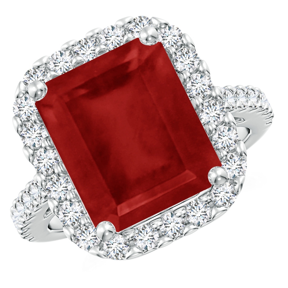 12x10mm AA Emerald-Cut Ruby Halo Ring in P950 Platinum 