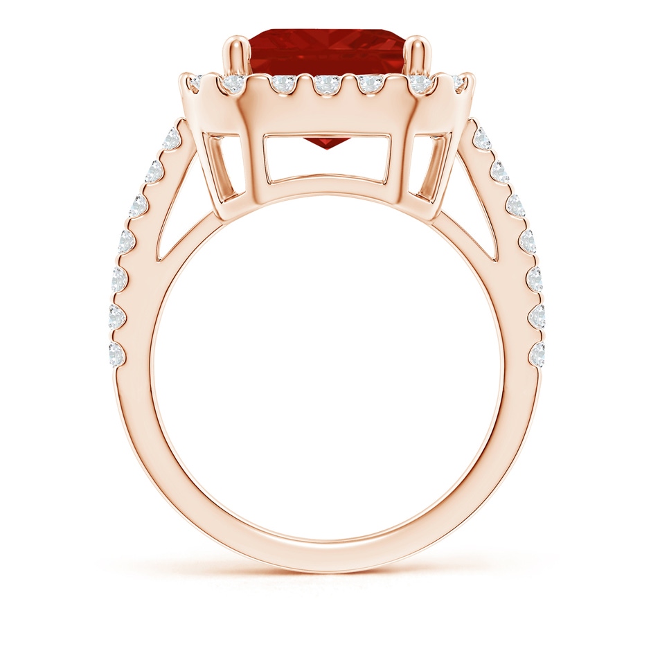 12x10mm AA Emerald-Cut Ruby Halo Ring in Rose Gold side 199