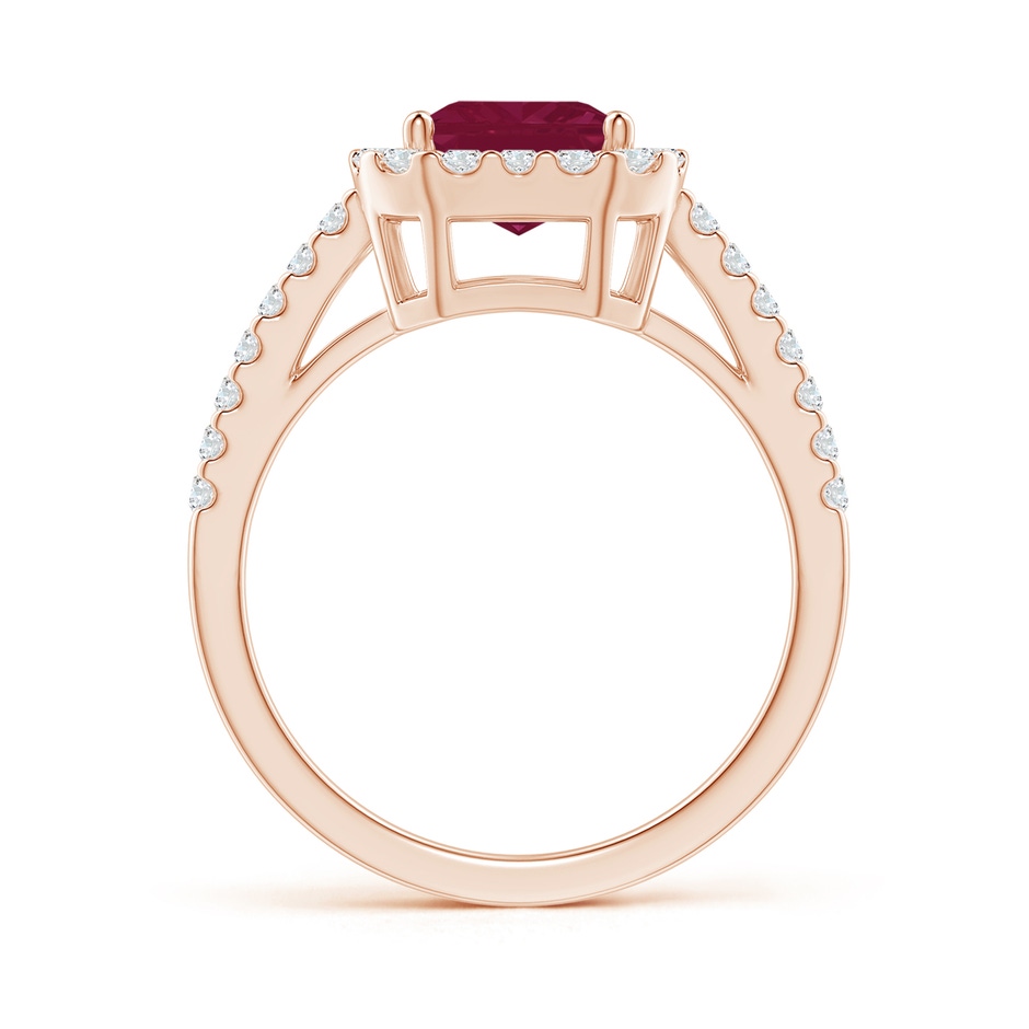 9x7mm A Emerald-Cut Ruby Halo Ring in Rose Gold side 199