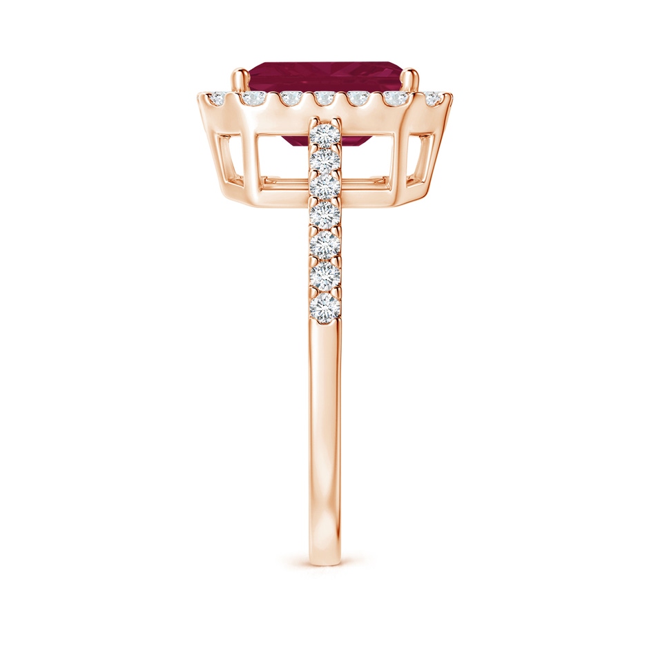 9x7mm A Emerald-Cut Ruby Halo Ring in Rose Gold side 299