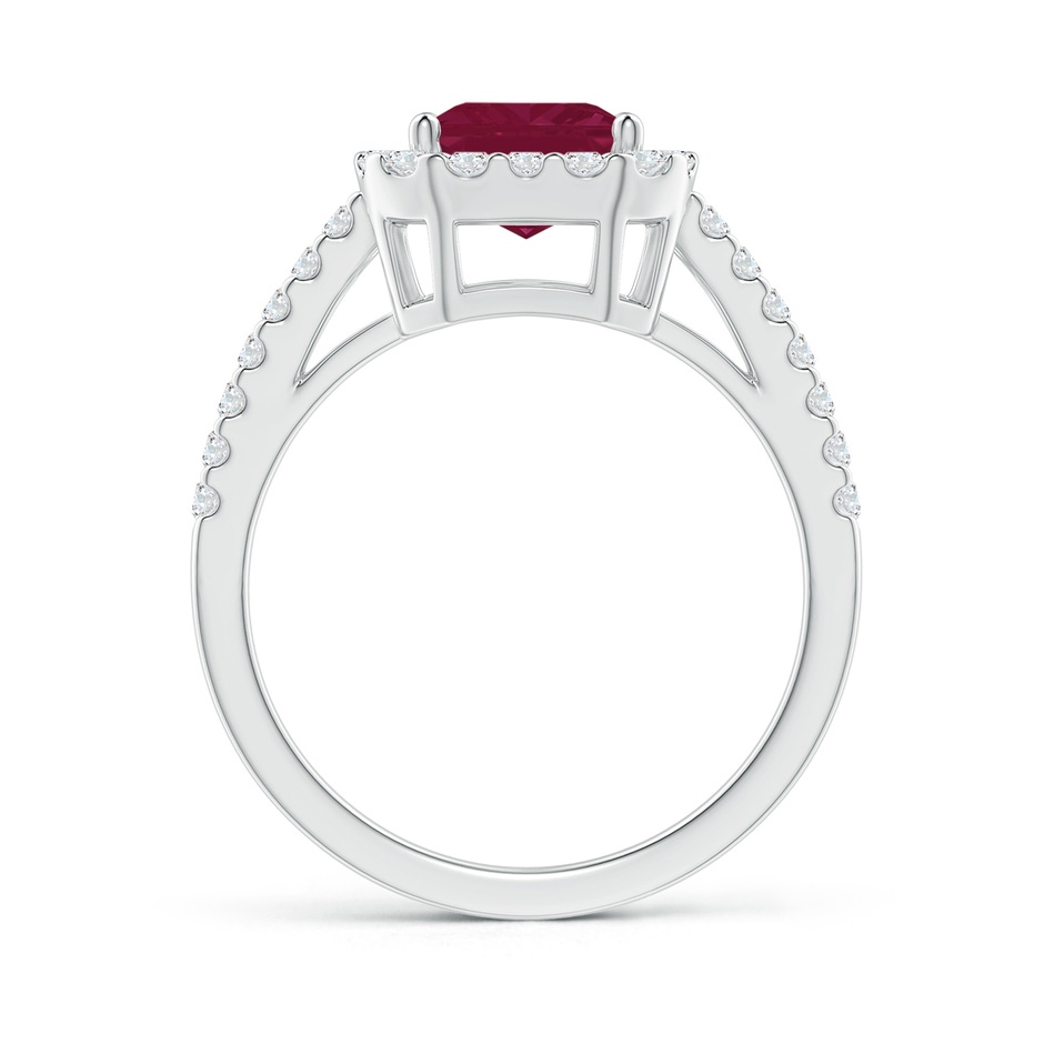 9x7mm A Emerald-Cut Ruby Halo Ring in White Gold side 199