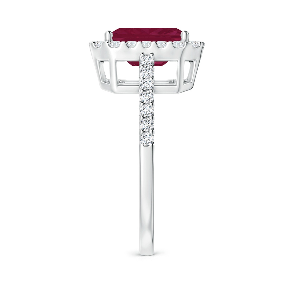 9x7mm A Emerald-Cut Ruby Halo Ring in White Gold side 299