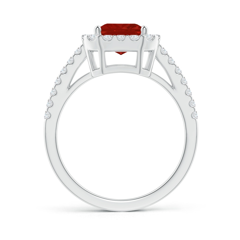 9x7mm AA Emerald-Cut Ruby Halo Ring in P950 Platinum side 199