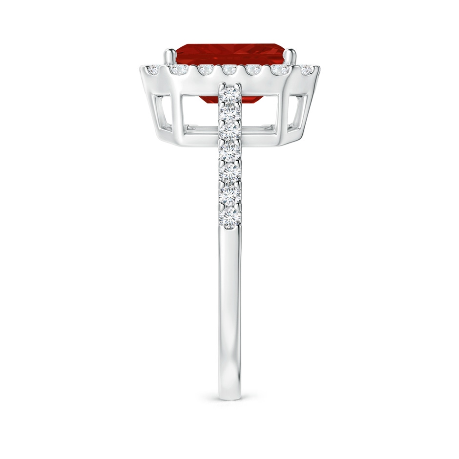 9x7mm AA Emerald-Cut Ruby Halo Ring in P950 Platinum side 299
