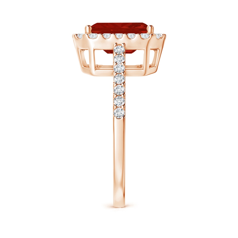9x7mm AA Emerald-Cut Ruby Halo Ring in Rose Gold side 299