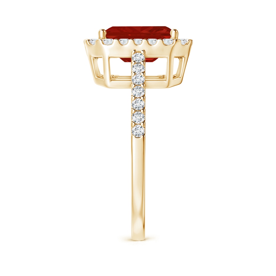 9x7mm AA Emerald-Cut Ruby Halo Ring in Yellow Gold side 299