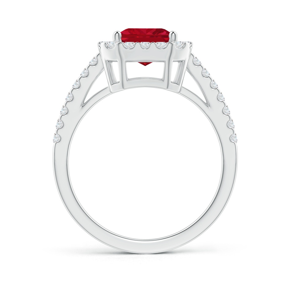 9x7mm AAA Emerald-Cut Ruby Halo Ring in P950 Platinum side 199