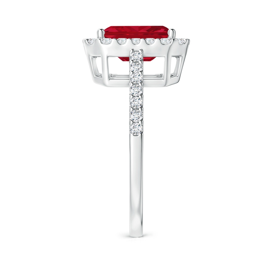 9x7mm AAA Emerald-Cut Ruby Halo Ring in P950 Platinum side 299