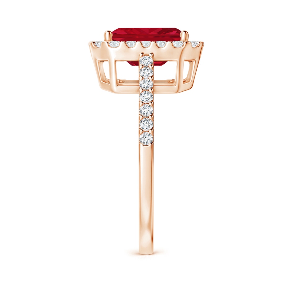 9x7mm AAA Emerald-Cut Ruby Halo Ring in Rose Gold side 299