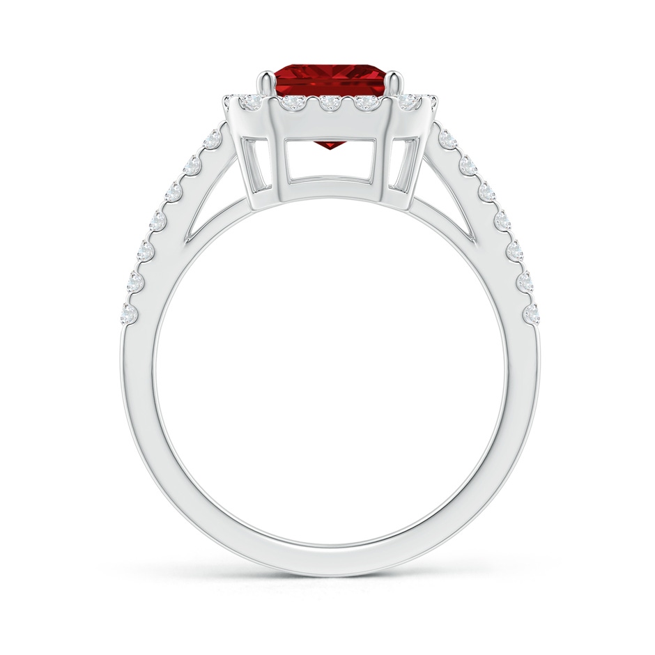 9x7mm AAAA Emerald-Cut Ruby Halo Ring in White Gold side 199