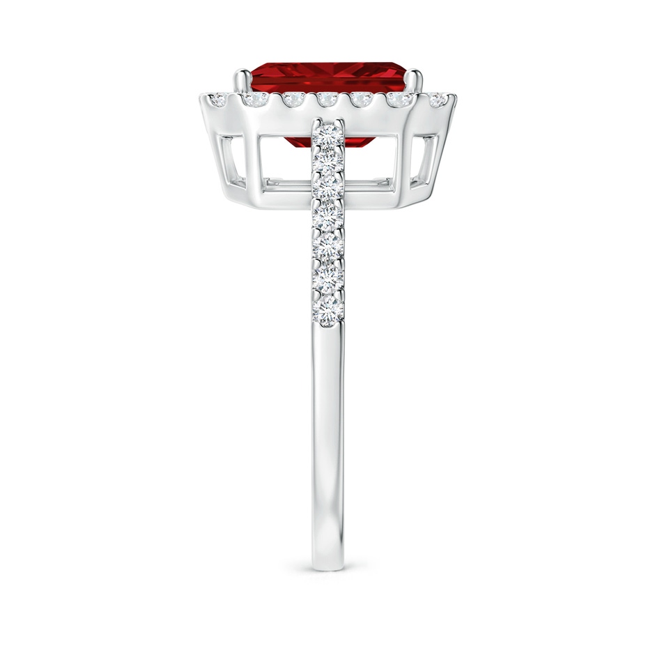 9x7mm AAAA Emerald-Cut Ruby Halo Ring in White Gold side 299