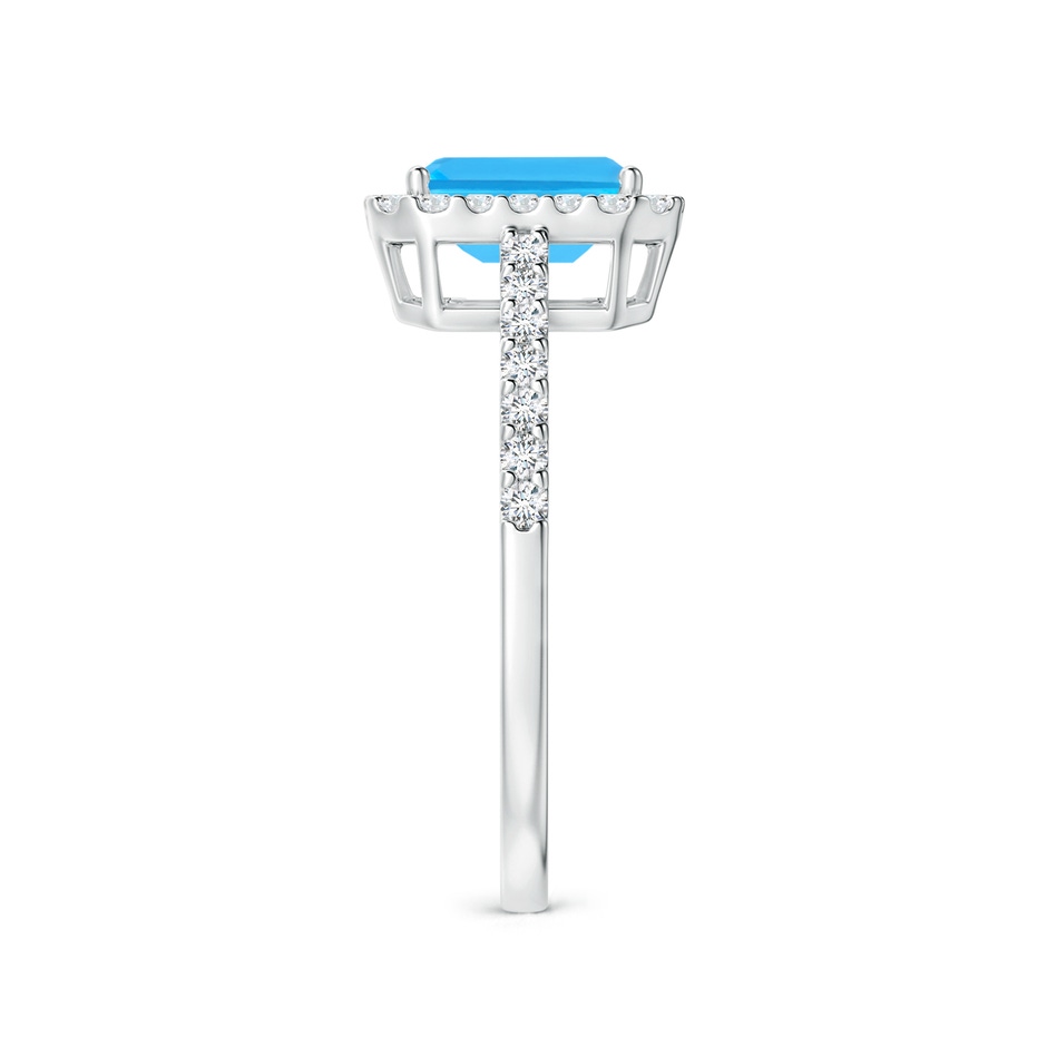 7x5mm AAA Emerald-Cut Swiss Blue Topaz Halo Ring in White Gold side-2