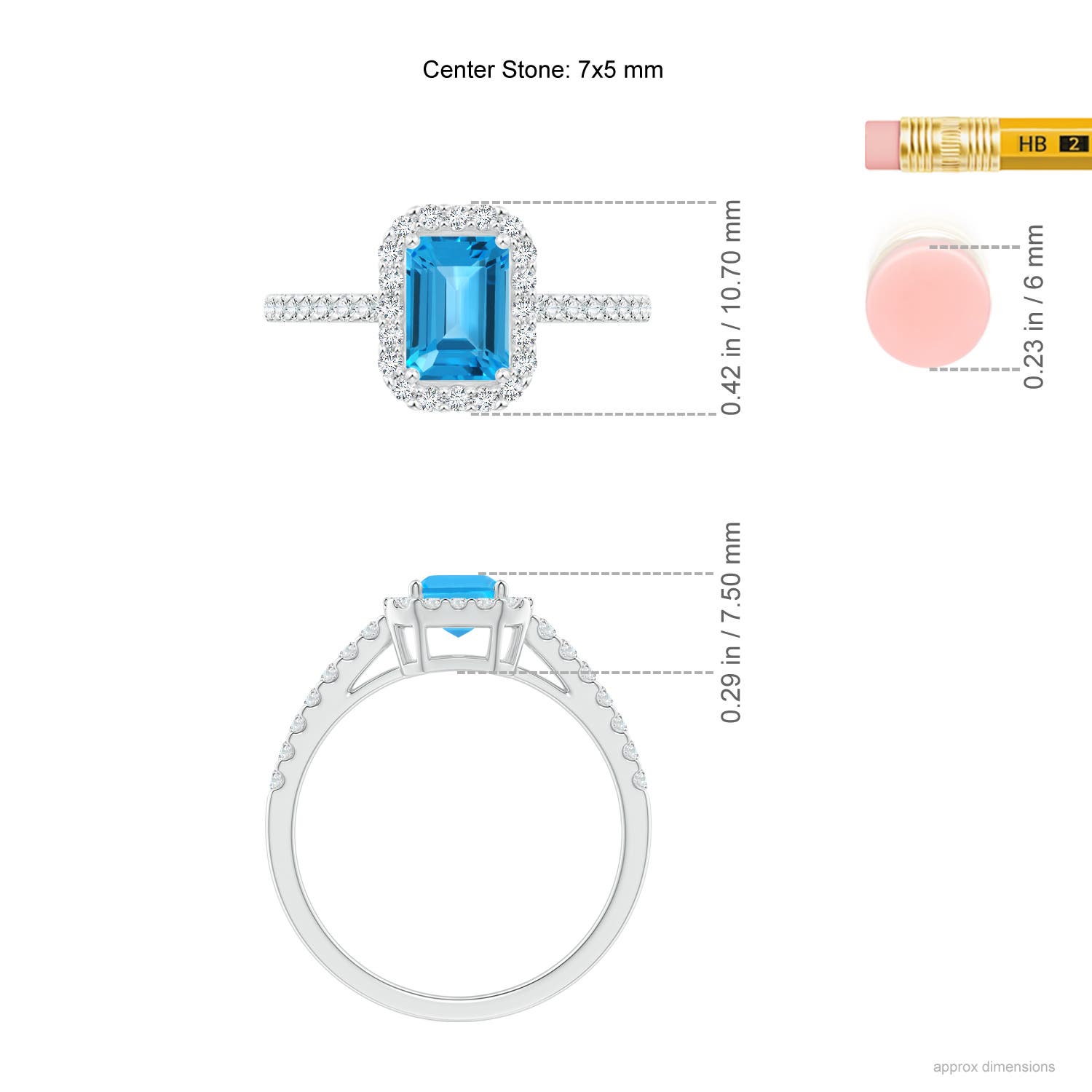 AAA - Swiss Blue Topaz / 1.53 CT / 14 KT White Gold