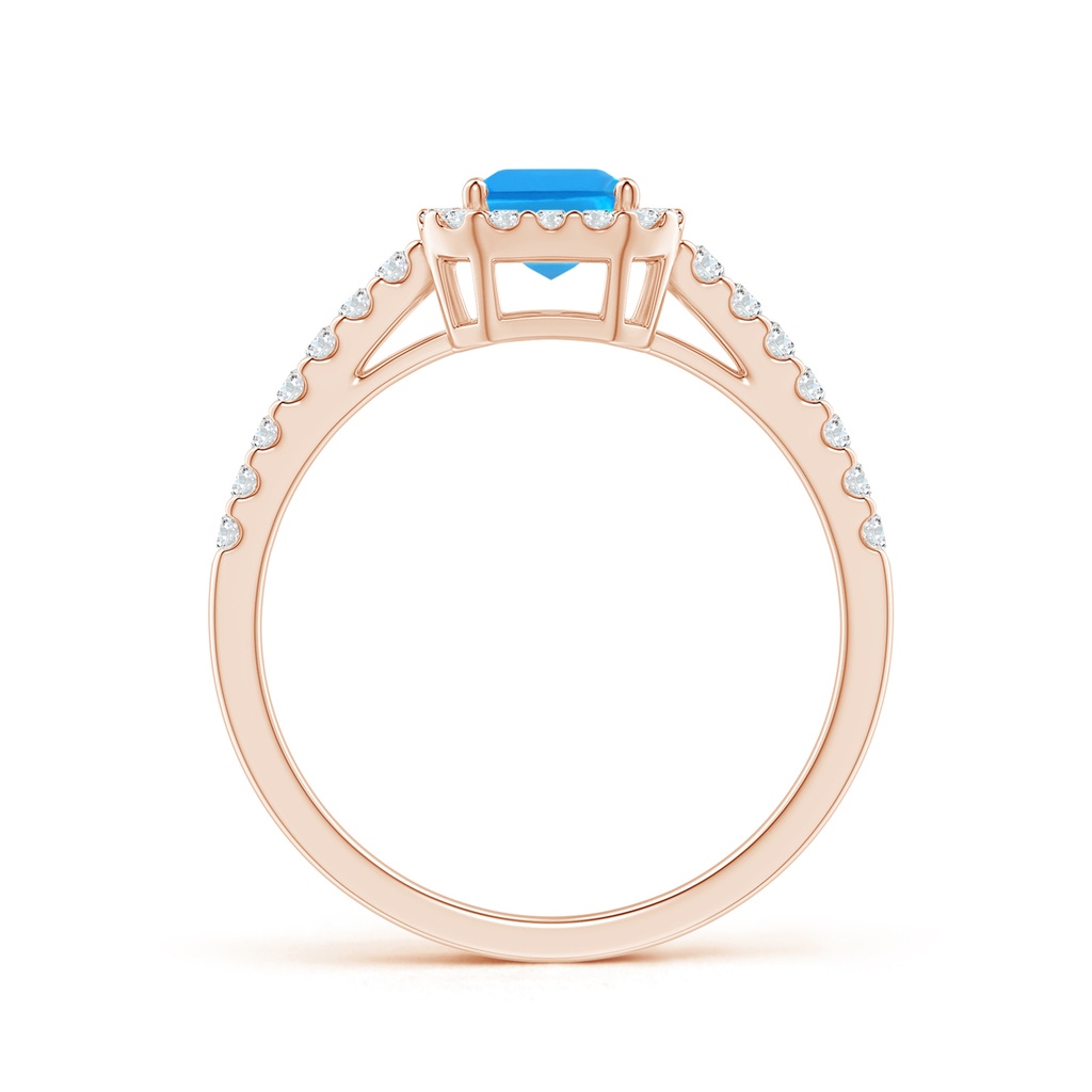 7x5mm AAAA Emerald-Cut Swiss Blue Topaz Halo Ring in Rose Gold - side_1