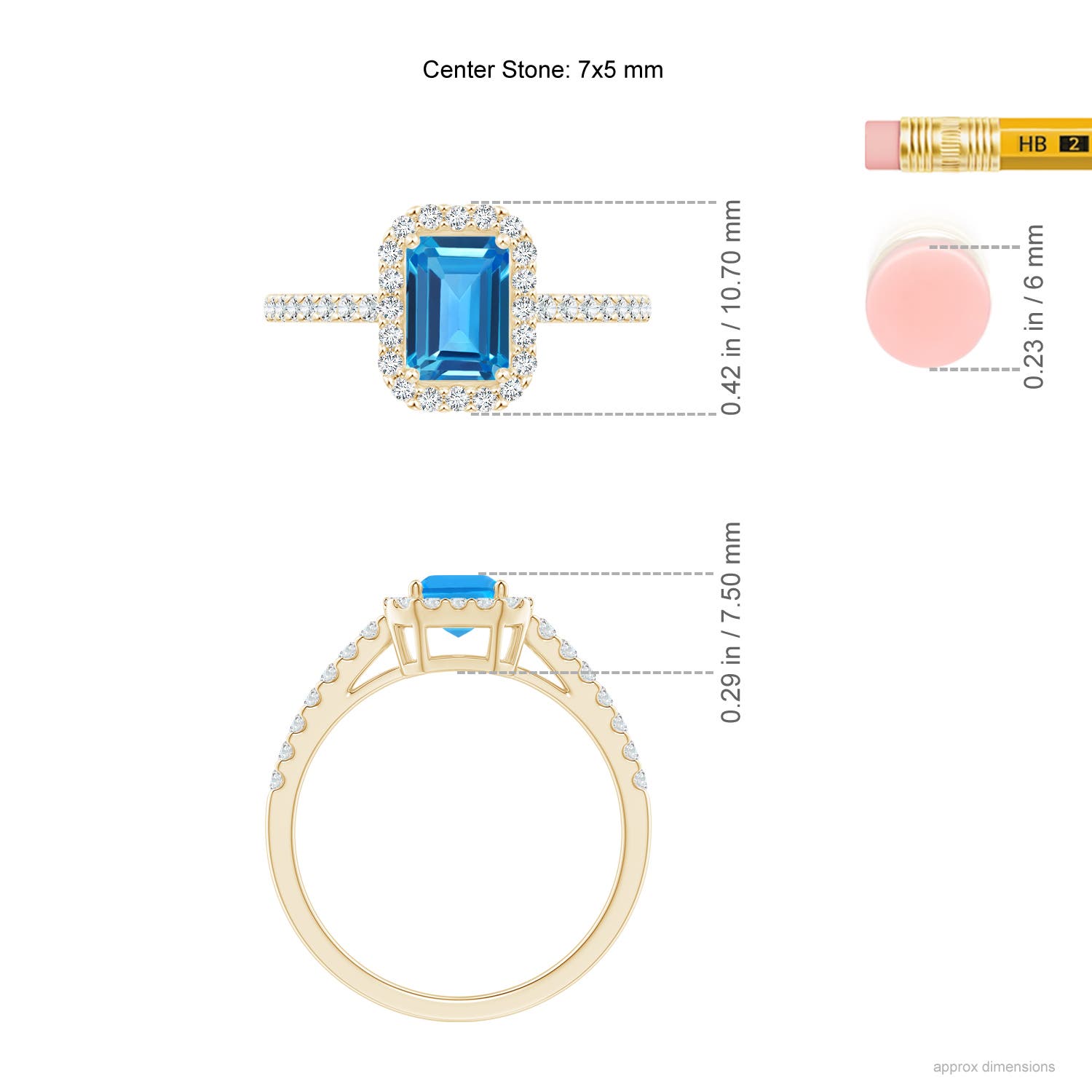 AAAA - Swiss Blue Topaz / 1.53 CT / 14 KT Yellow Gold