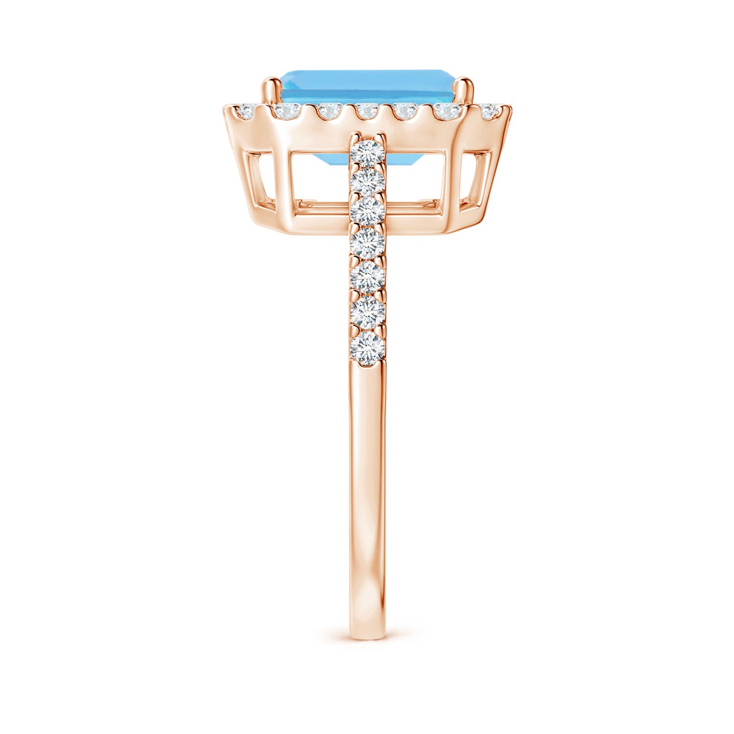 A - Swiss Blue Topaz / 3.23 CT / 14 KT Rose Gold