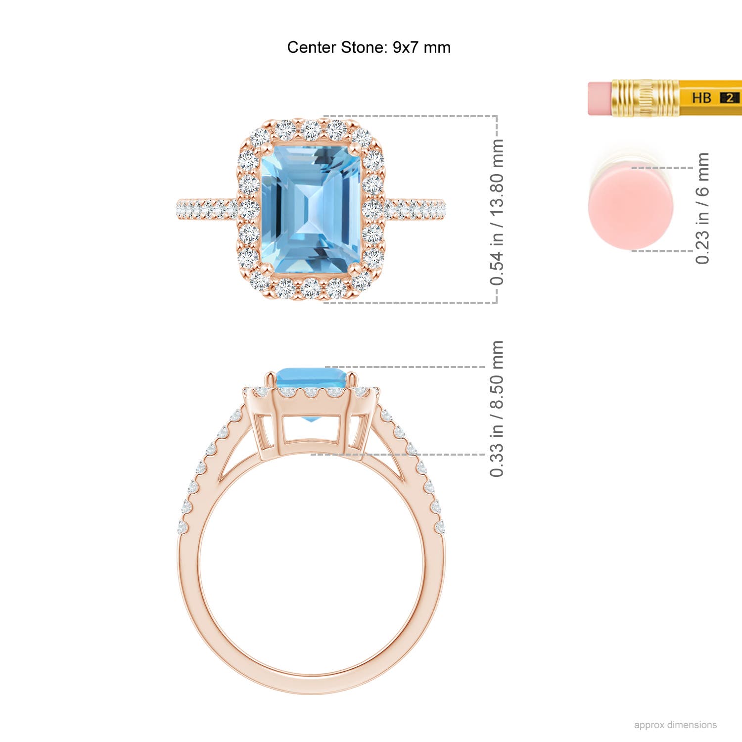 A - Swiss Blue Topaz / 3.23 CT / 14 KT Rose Gold