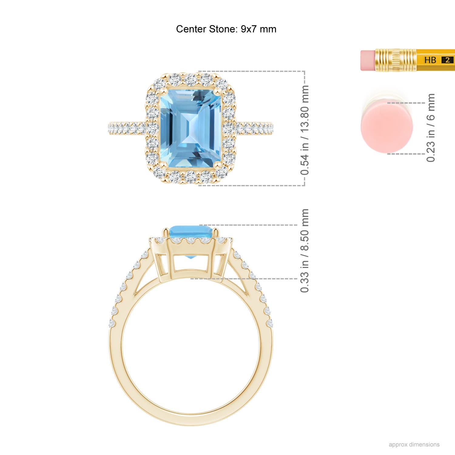 A - Swiss Blue Topaz / 3.23 CT / 14 KT Yellow Gold