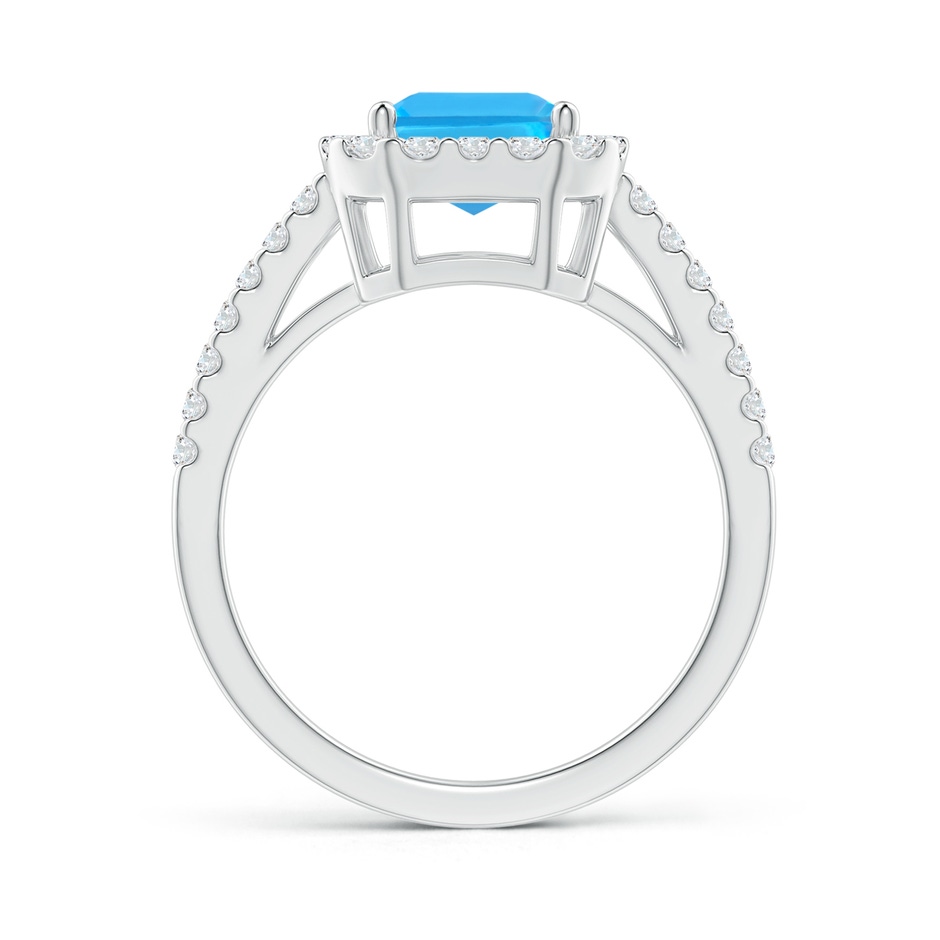 9x7mm AAA Emerald-Cut Swiss Blue Topaz Halo Ring in White Gold side-1