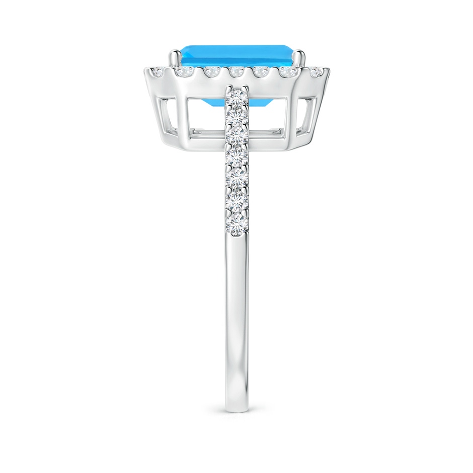 9x7mm AAA Emerald-Cut Swiss Blue Topaz Halo Ring in White Gold side-2