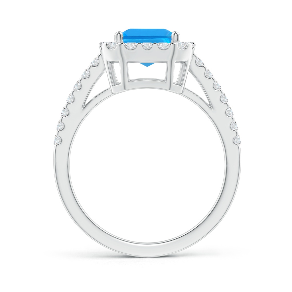 9x7mm AAAA Emerald-Cut Swiss Blue Topaz Halo Ring in White Gold - side_1