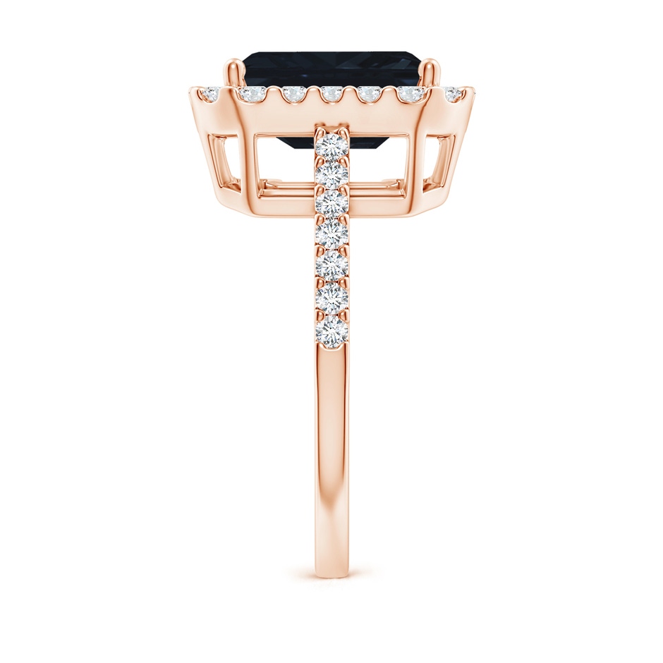 10x8mm A Emerald-Cut Blue Sapphire Halo Ring in Rose Gold side 299